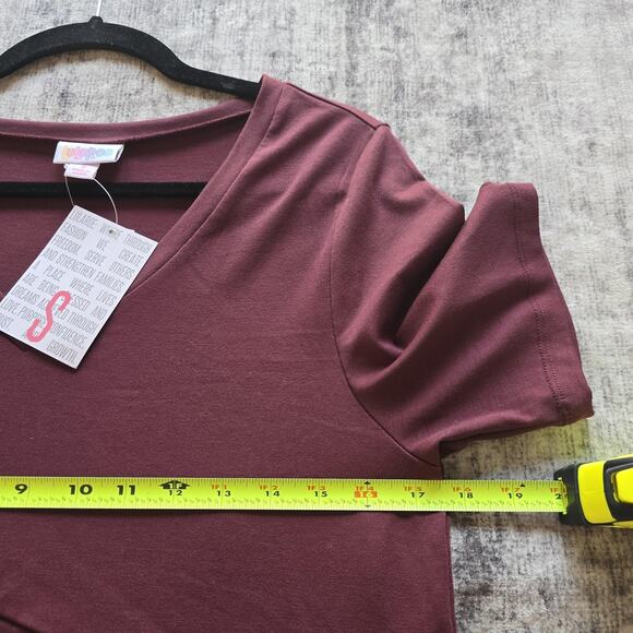 Lularoe Shirt Womens Small Burgundy Jana Short Sleeve V Neck Tunic Stretch NEW - Picture 7 of 9